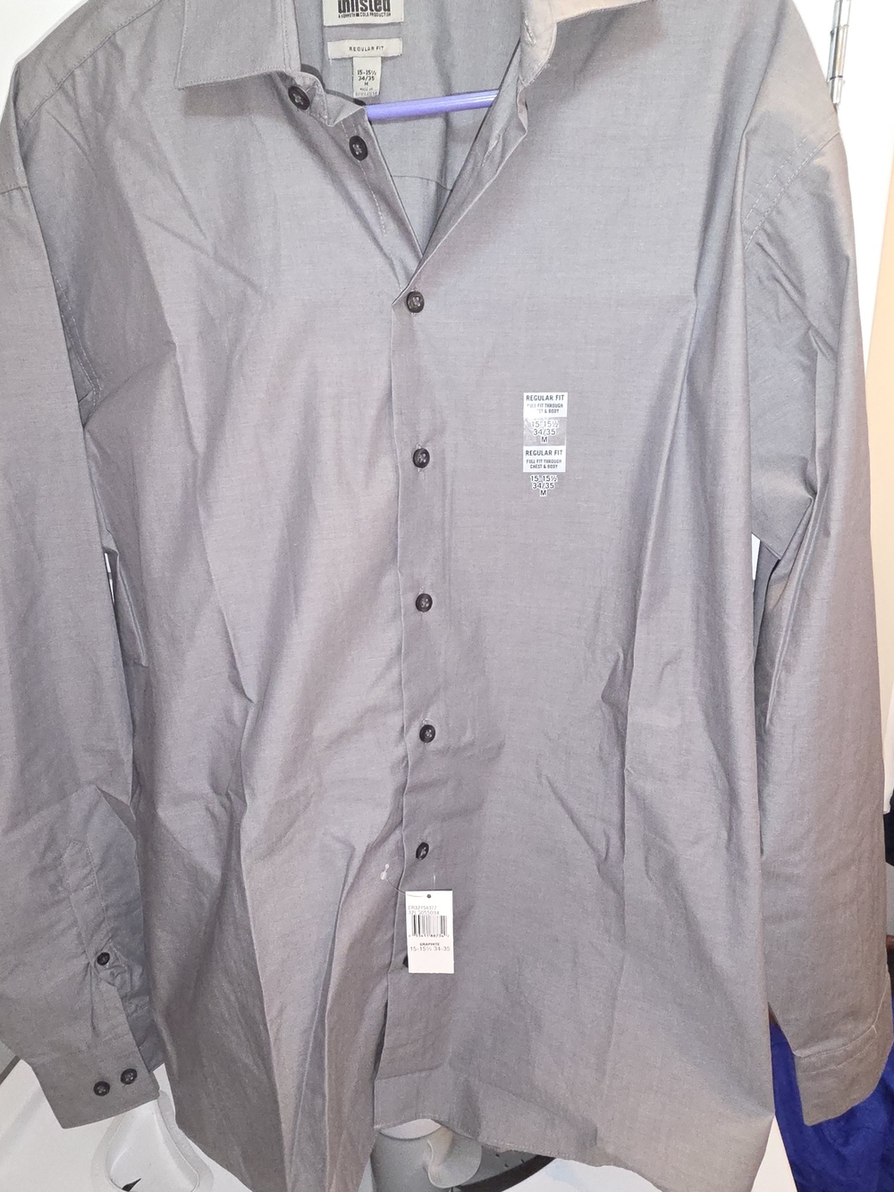 Unlisted Gray Men's Long-Sleeve Button-Up Dress Shirt